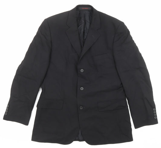 Jeff Banks Mens Black Wool Jacket Suit Jacket Size 40 Regular