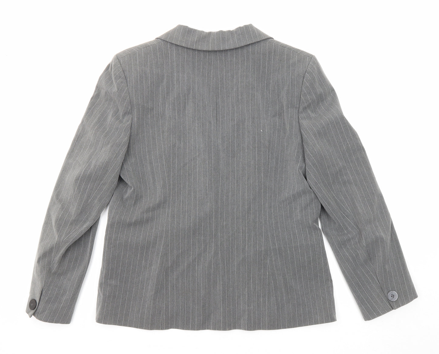 BHS Womens Grey Pinstripe Polyester Jacket Blazer Size 12