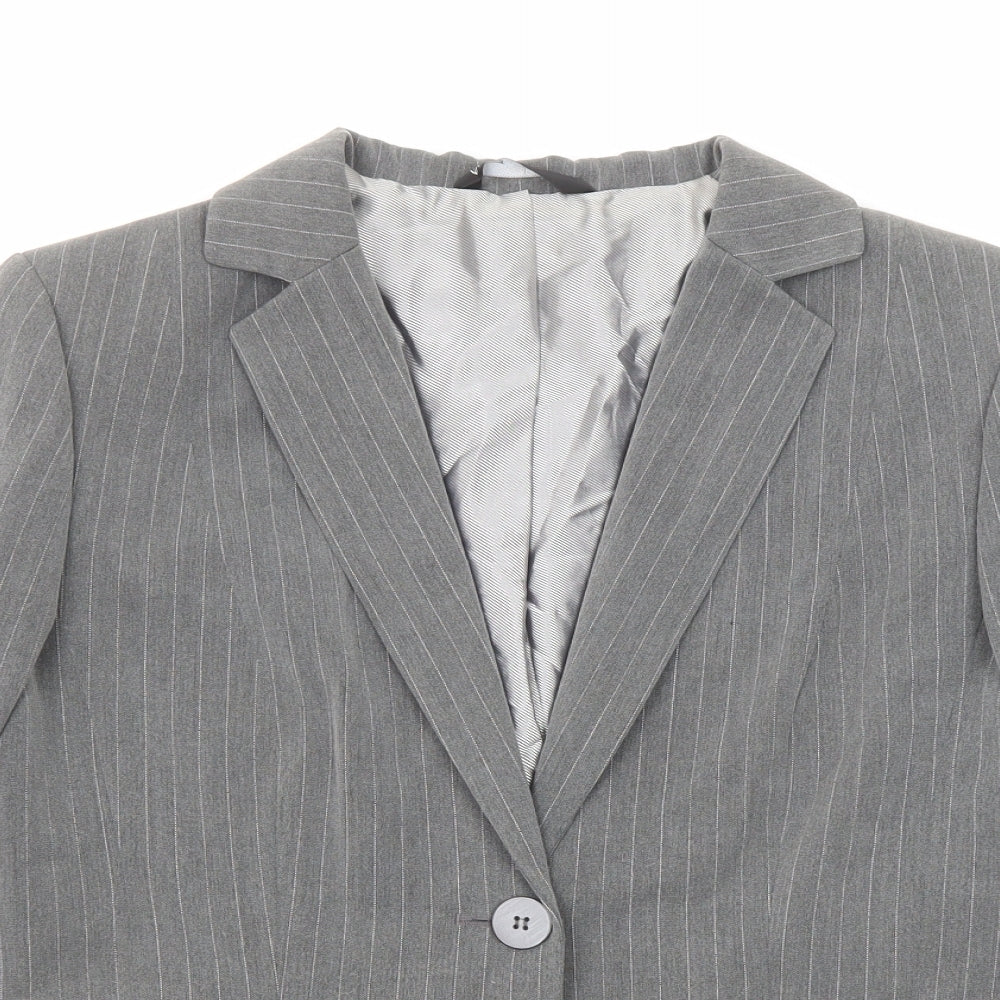 BHS Womens Grey Pinstripe Polyester Jacket Blazer Size 12