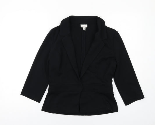 Isaac Mizrahi Womens Black Polyester Jacket Blazer Size 8