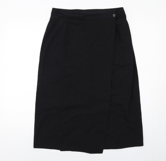 Etam Womens Black Polyester Wrap Skirt Size 16 Button
