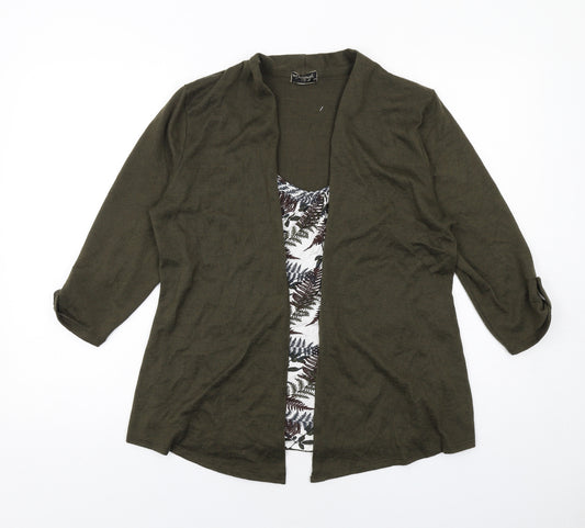 Originals Womens Green Geometric Polyester Basic Blouse Size 16 Scoop Neck - Mock Cardigan Top
