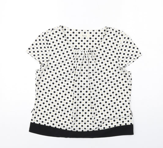 Precis Womens Multicoloured Polka Dot Polyester Basic Blouse Size 12 Boat Neck - Pleat Front Detail
