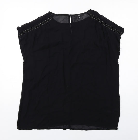 NEXT Womens Black Viscose Basic Blouse Size 16 Boat Neck - Embellished