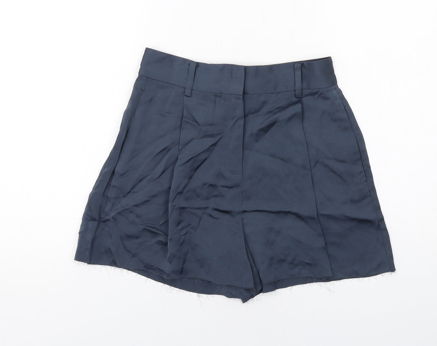 AllSaints Womens Blue Viscose Cut-Off Shorts Size 6 Regular Zip