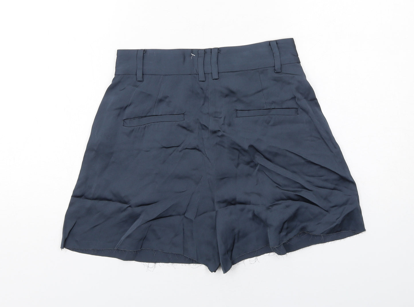 AllSaints Womens Blue Viscose Cut-Off Shorts Size 6 Regular Zip