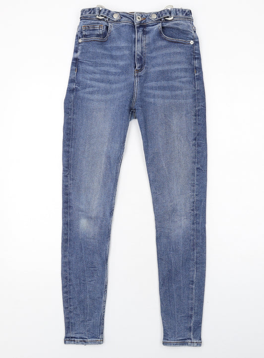 River Island Womens Blue Cotton Skinny Jeans Size 12 L28 in Regular Zip