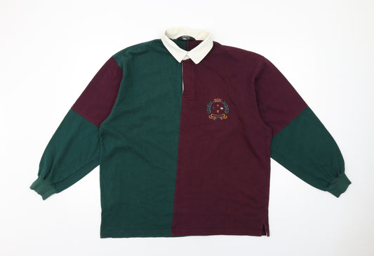 St Michael Mens Multicoloured Colourblock Cotton Polo Size L Collared Button