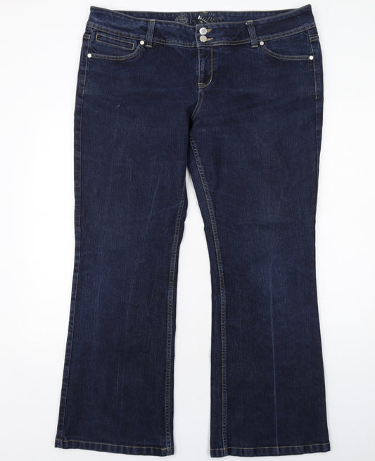 Julien Macdonald Womens Blue Cotton Bootcut Jeans Size 20 L32 in Regular Zip - Embellished Pockets