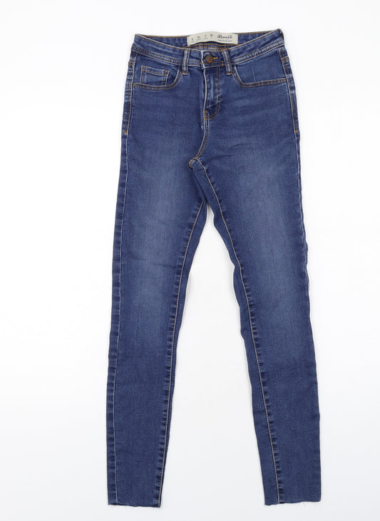 Denim & Co. Womens Blue Cotton Skinny Jeans Size 6 L28 in Regular Zip