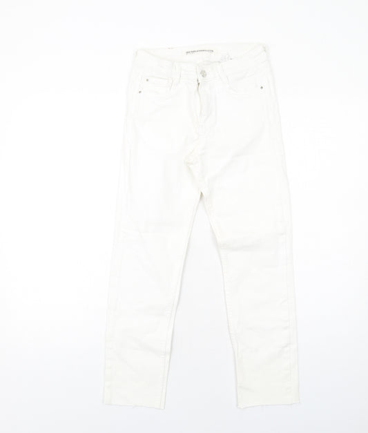 Zara Womens White Cotton Skinny Jeans Size 6 L25 in Regular Zip