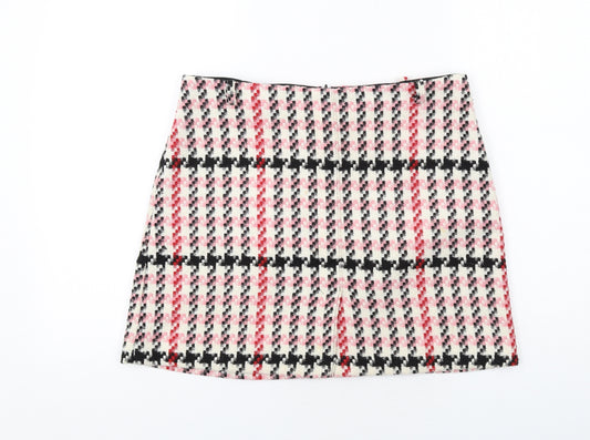 River Island Womens Multicoloured Geometric Acrylic A-Line Skirt Size 12 Zip