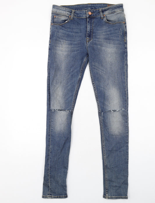 ASOS Mens Blue Cotton Skinny Jeans Size 31 in L32 in Regular Zip