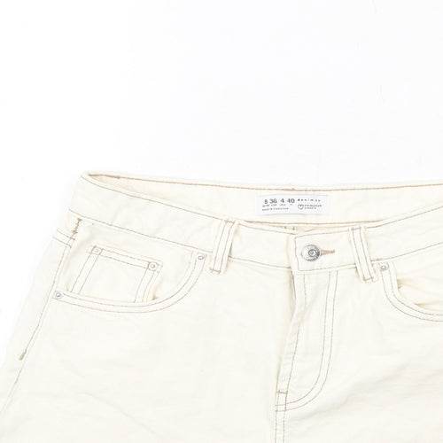 Denim & Co. Womens Ivory Cotton Cut-Off Shorts Size 8 L6 in Regular Zip