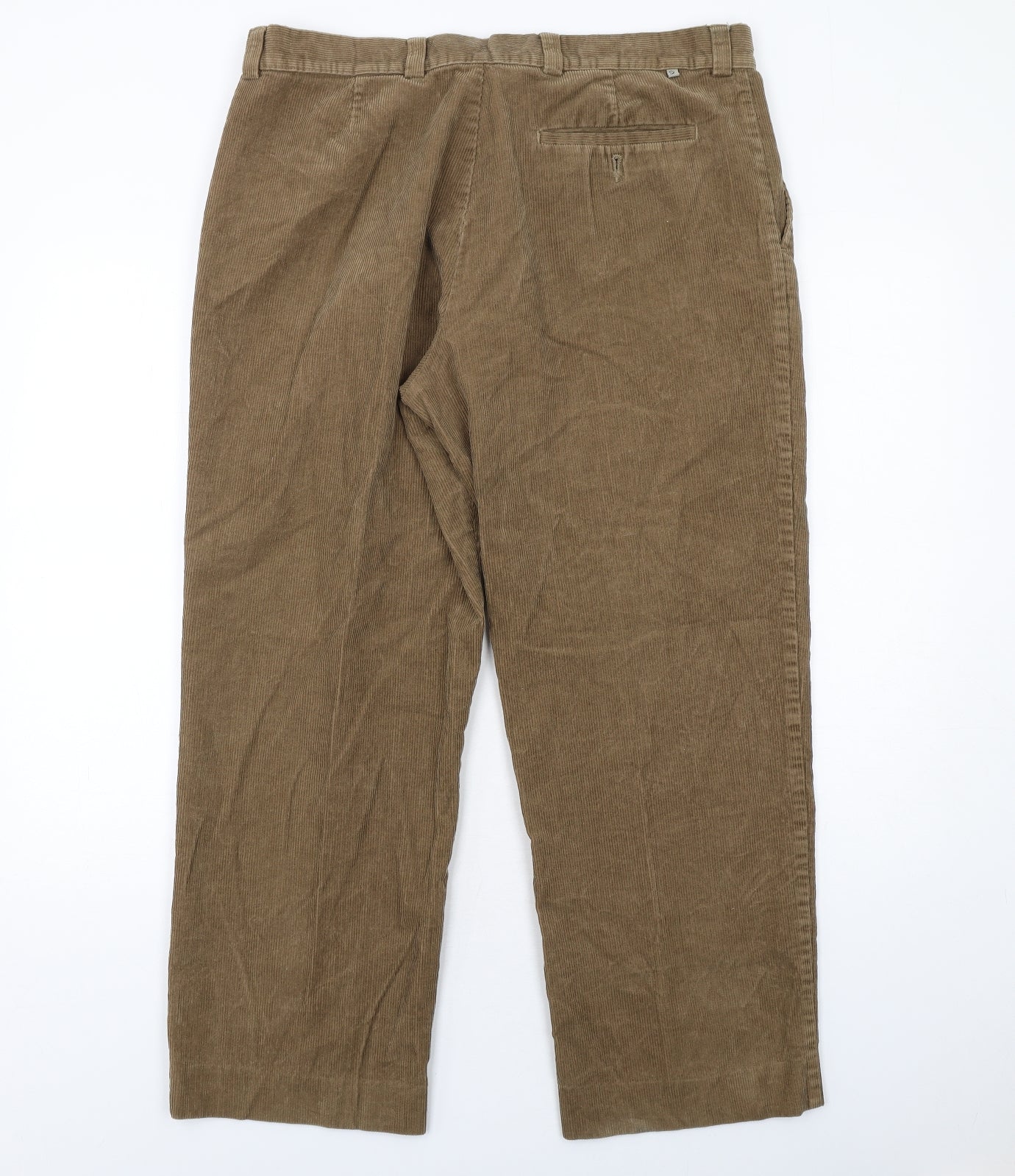 Farah Mens Brown Cotton Trousers Size 38 in L29 in Regular Zip
