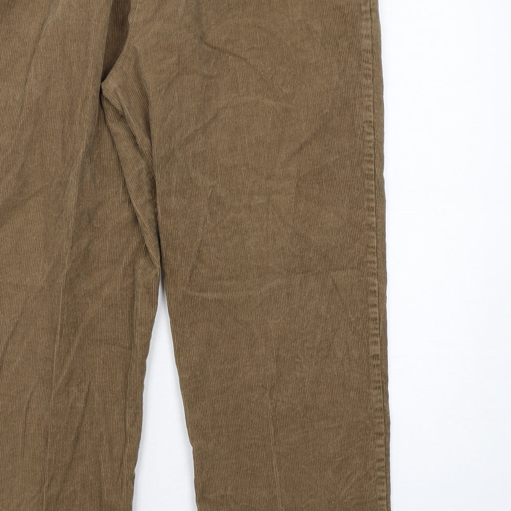 Farah Mens Brown Cotton Trousers Size 38 in L29 in Regular Zip