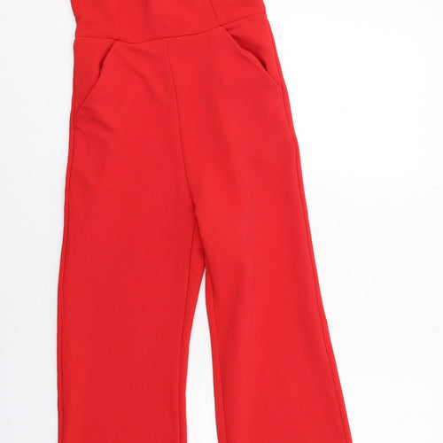 Oh My Love Womens Red Polyester Jumpsuit One-Piece Size XS L26 in Pullover