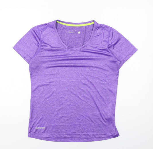 SPIRO Womens Purple Geometric Polyester Basic T-Shirt Size XL Scoop Neck Pullover