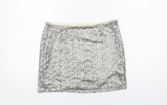 Gap Womens Silver Polyester Mini Skirt Size S Zip