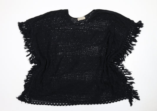 Zara Womens Black Round Neck Cotton Pullover Jumper Size M - Beach Cover Up
