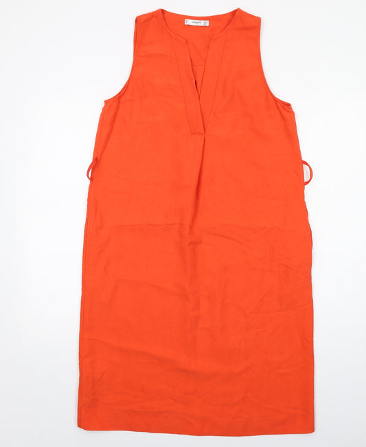 Mango Womens Orange Viscose Shift Size M V-Neck Pullover
