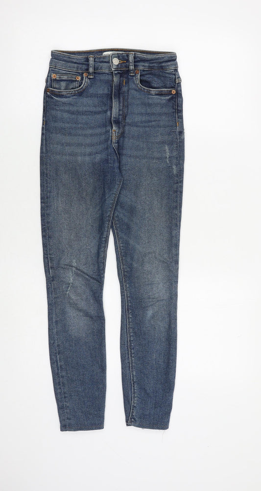 Zara Womens Blue Cotton Skinny Jeans Size 6 L26 in Regular Zip