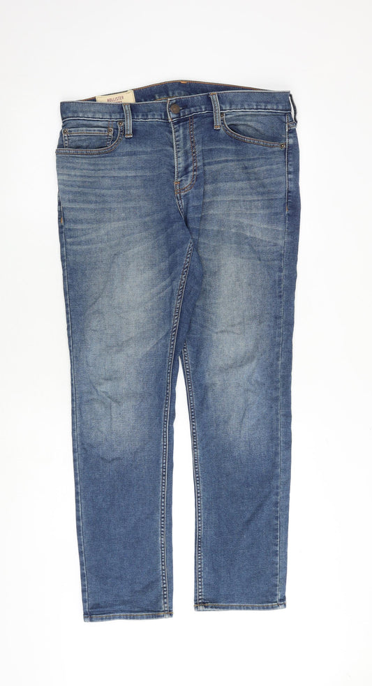 Hollister Mens Blue Cotton Straight Jeans Size 32 in L30 in Regular Zip