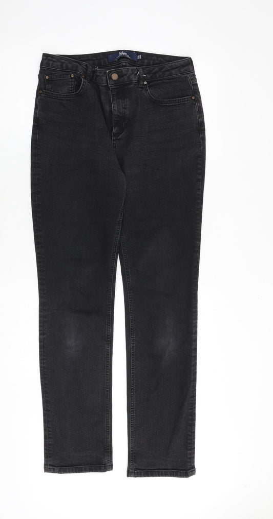 Boden Womens Black Cotton Straight Jeans Size 14 L30 in Regular Zip