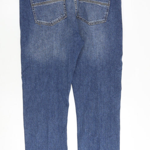 Weird Fish Mens Blue Cotton Straight Jeans Size 36 in L29 in Slim Zip