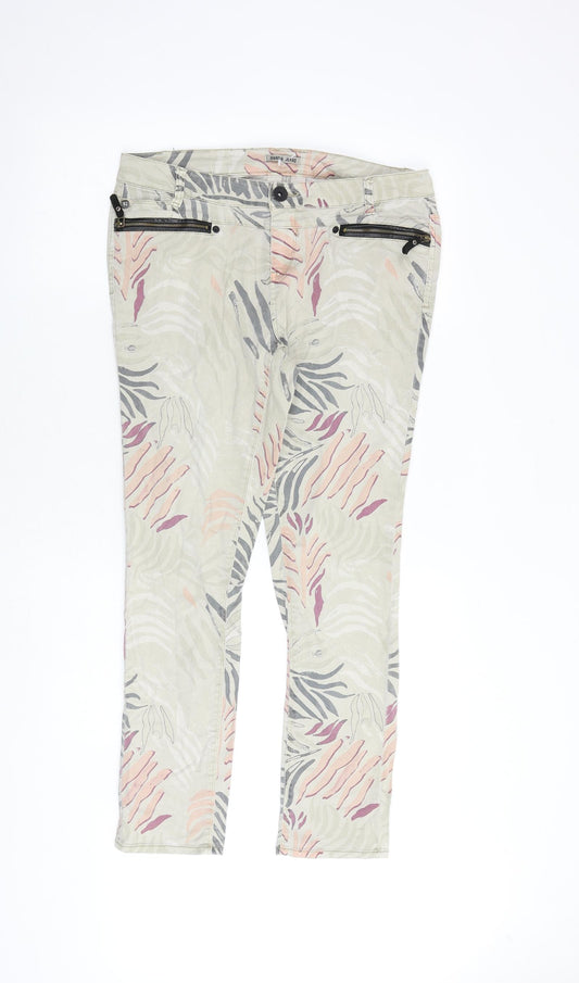 Garcia Jeans Womens Multicoloured Geometric Cotton Skinny Jeans Size 30 in L27 in Regular Zip