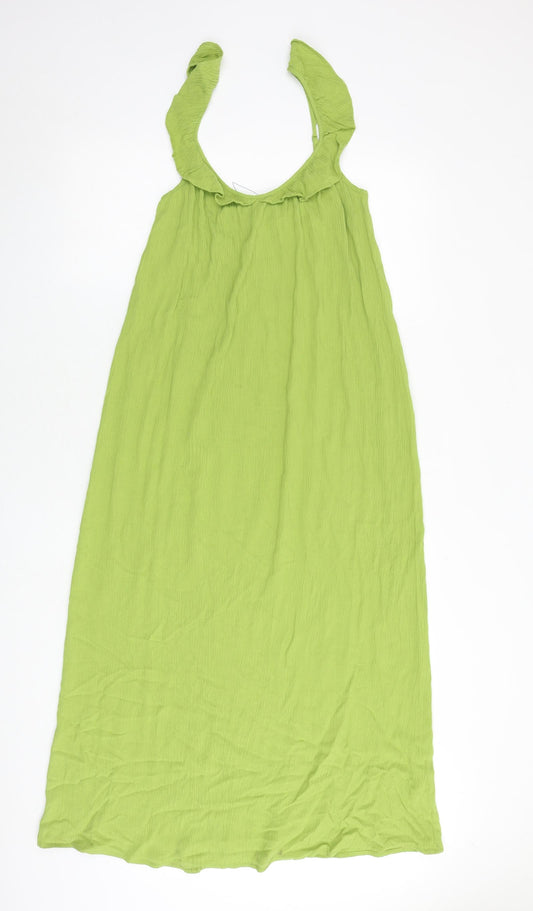 Marks and Spencer Womens Green Viscose Tank Dress Size 8 Round Neck Pullover