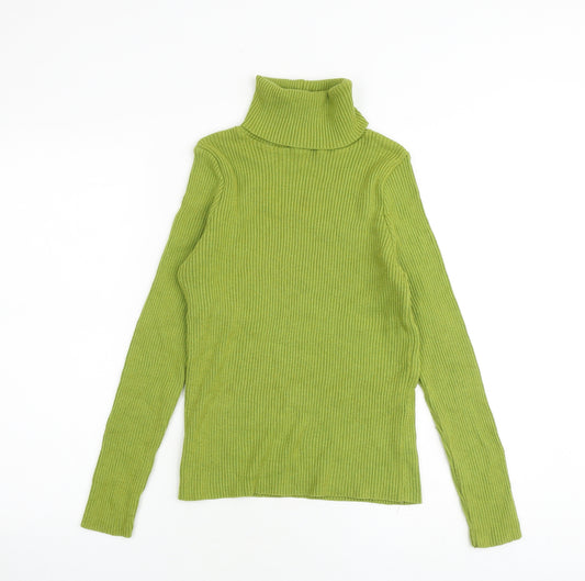 Nasty Gal Womens Green Roll Neck Cotton Pullover Jumper Size 6