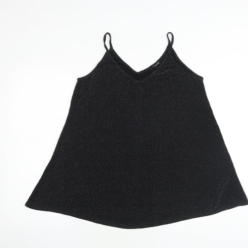 Yours Womens Black Nylon Camisole Tank Size 16 V-Neck - Glitter