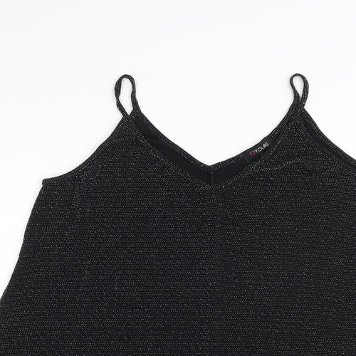 Yours Womens Black Nylon Camisole Tank Size 16 V-Neck - Glitter