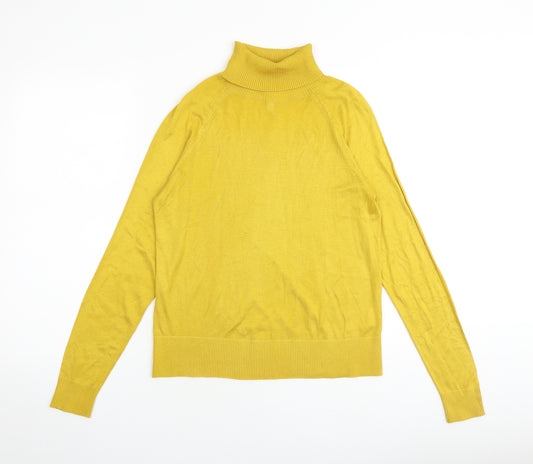 H&M Womens Yellow Roll Neck Viscose Pullover Jumper Size S