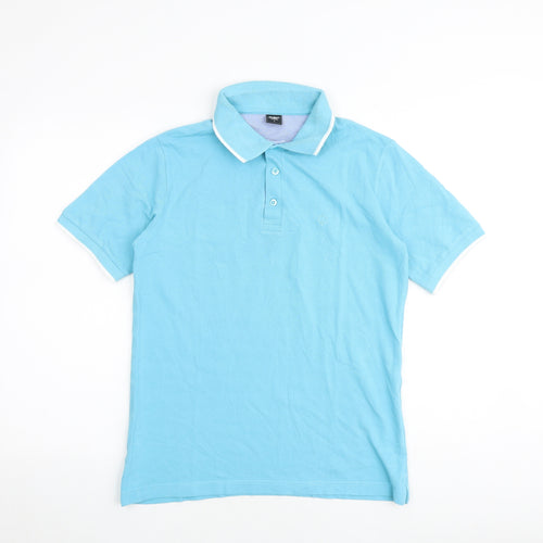 Cotton Traders Mens Blue 100% Cotton Polo Size S Collared Button