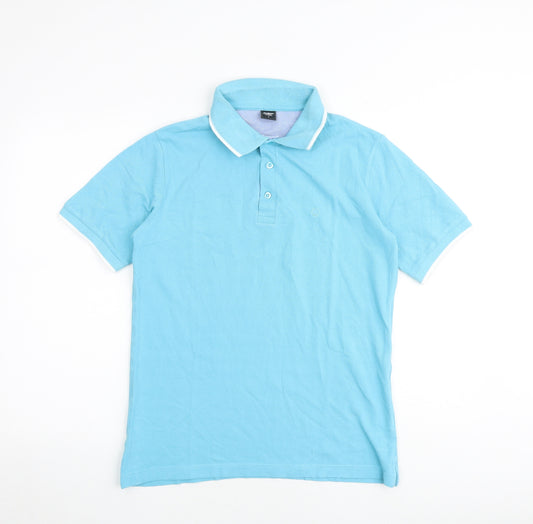 Cotton Traders Mens Blue 100% Cotton Polo Size S Collared Button