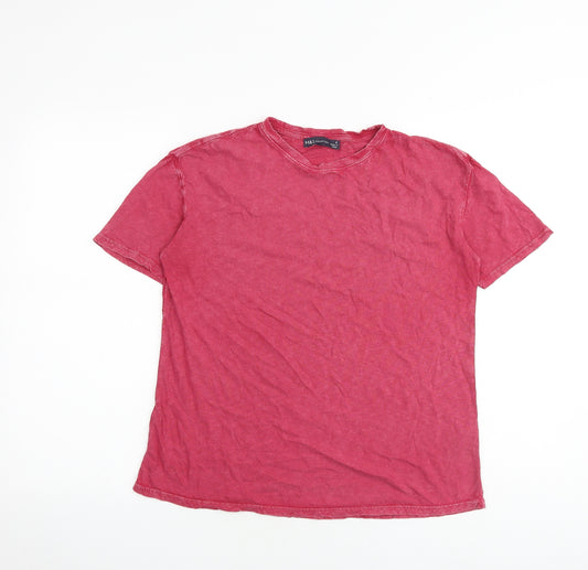 Marks and Spencer Womens Red 100% Cotton Basic T-Shirt Size 8 Round Neck