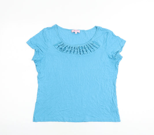 Per Una Womens Blue Polyester Basic T-Shirt Size 16 Boat Neck - Neckline Detail