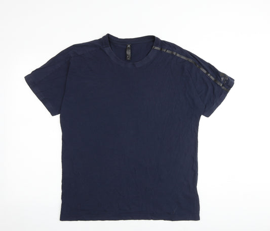 adidas Mens Blue Cotton T-Shirt Size L Round Neck