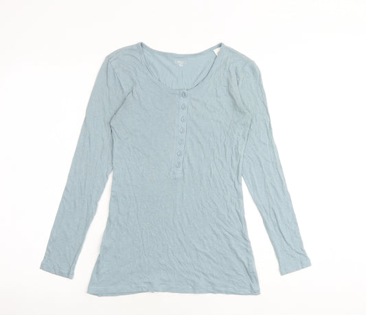 Gap Womens Blue Cotton Basic T-Shirt Size XS Henley