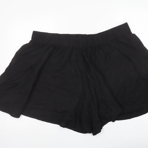 Simply Be Womens Black Viscose Hot Pants Shorts Size 24 L5 in Regular Pull On