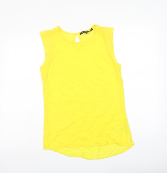 French Connection Womens Yellow Viscose Basic T-Shirt Size XS Round Neck