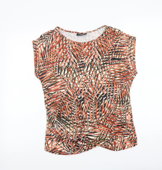 Wallis Womens Multicoloured Geometric Viscose Basic T-Shirt Size 12 Boat Neck