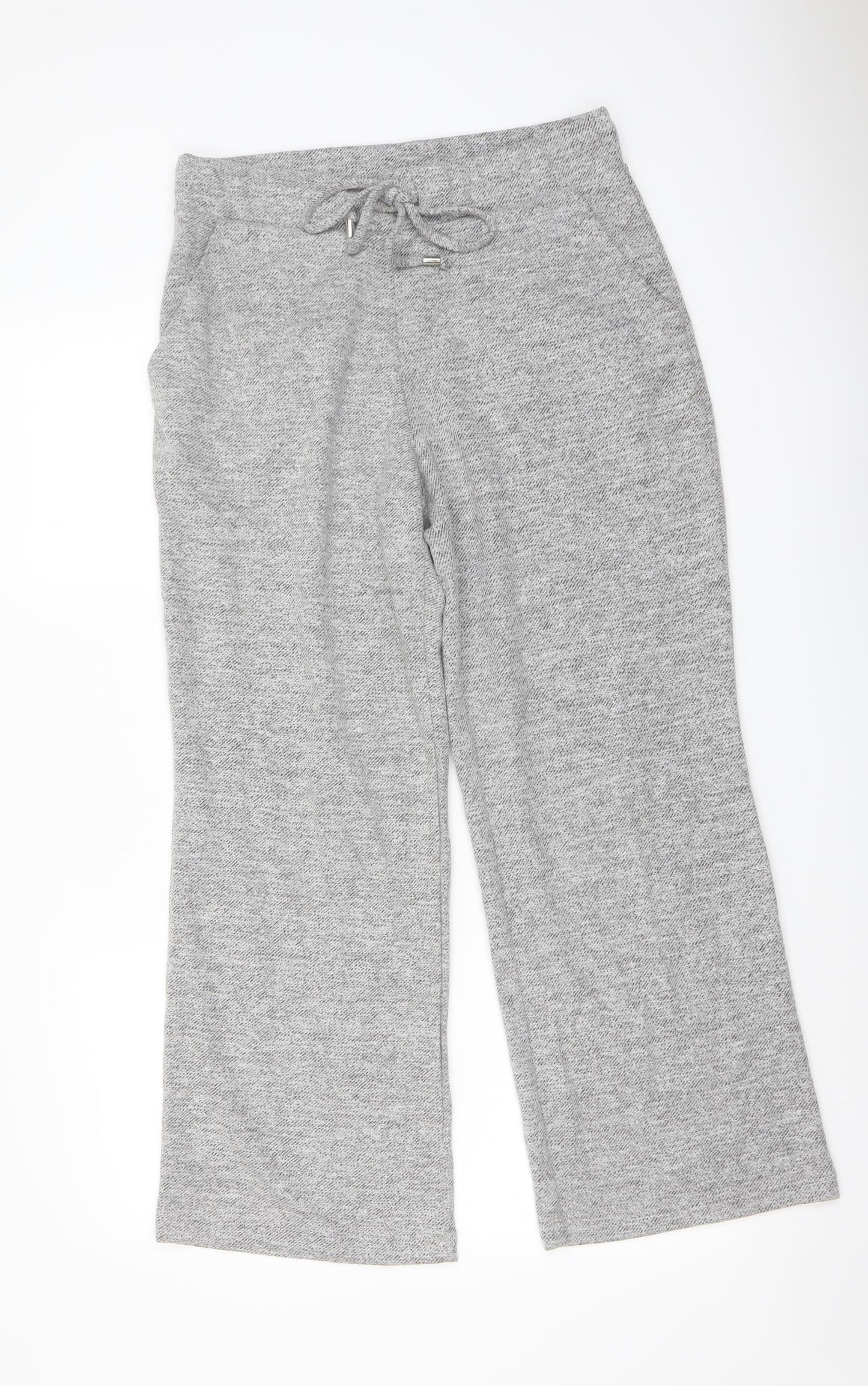 Marks and Spencer Womens Grey Polyester Jogger Trousers Size 12 L27 in Regular Drawstring