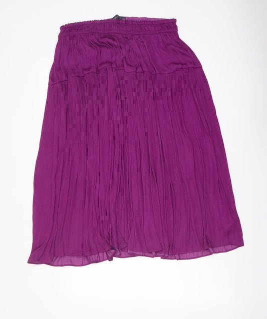 Marks and Spencer Womens Purple Polyester Pleated Skirt Size 16