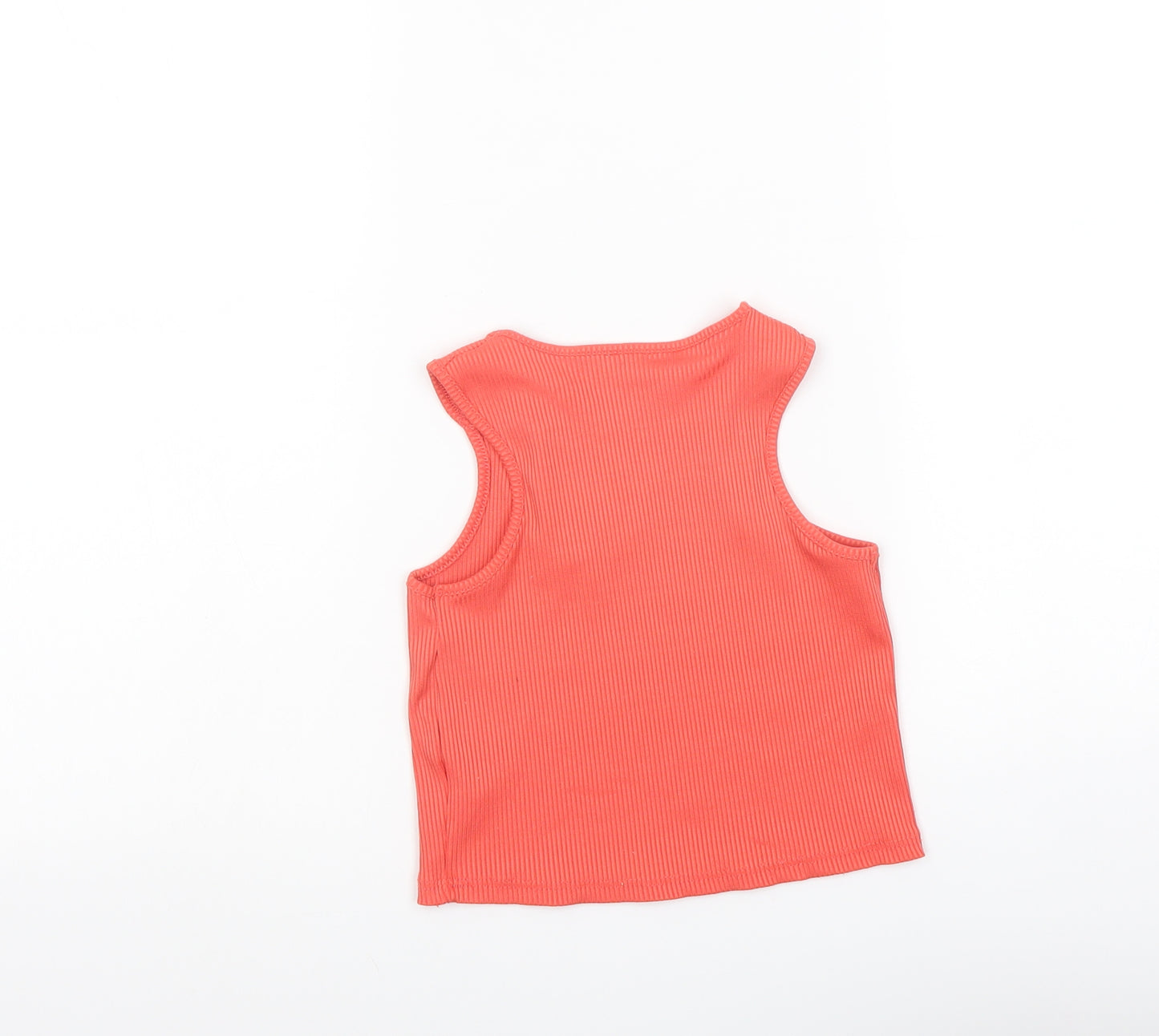 River Island Girls Orange Polyester Cropped Tank Size 9-10 Years Round Neck Pullover