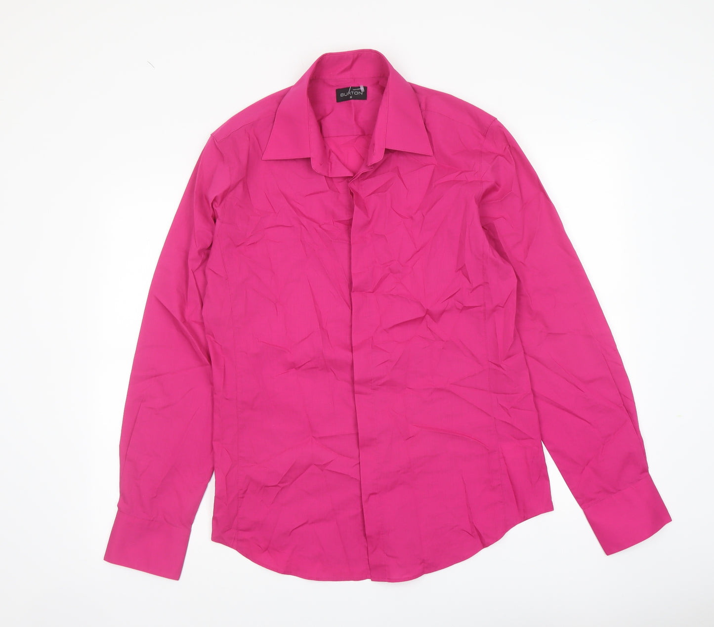 Burton Mens Pink Polyester Button-Up Size M Collared Button