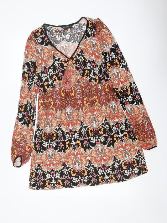 Dorothy Perkins Womens Multicoloured Geometric Viscose A-Line Size 14 V-Neck Pullover - Boho