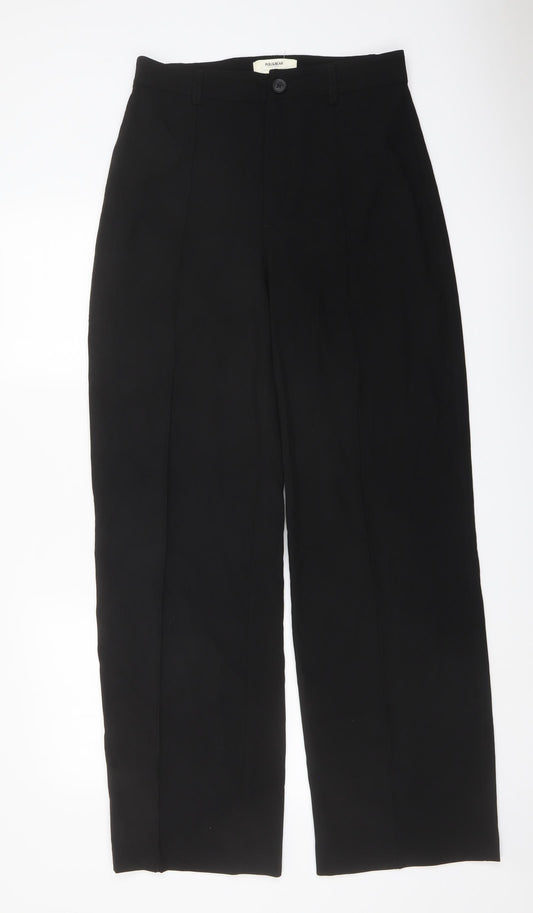Pull&Bear Womens Black Polyester Trousers Size L L31 in Regular Button
